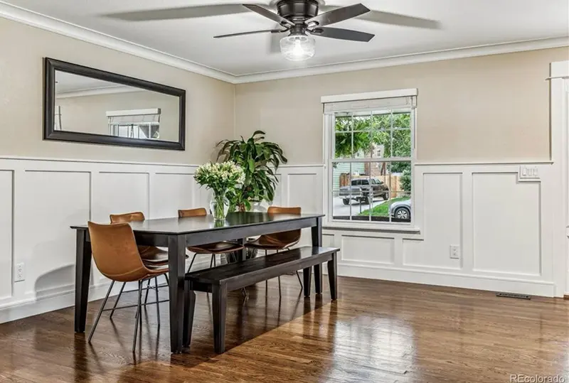 Castle Rock Trim Carpentry Project: dining room with board and batten wainscoting